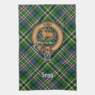 Clan Scott Wappen über Green Tartan Kitetücher Geschirrtuch