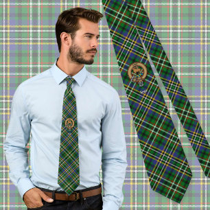 Clan Scott Wappen über Green Tartan Krawatte