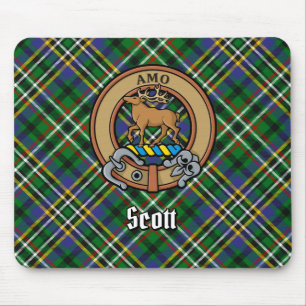 Clan Scott Wappen über Green Tartan Mousepad