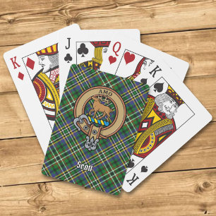 Clan Scott Wappen über Green Tartan Playing Cards Spielkarten