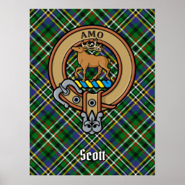 Clan Scott Wappen über Green Tartan Poster