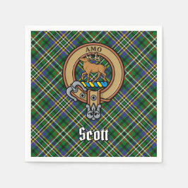 Clan Scott Wappen über Green Tartan Serviette