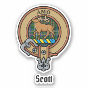 Clan Scott Wappen über Green Tartan Sticker