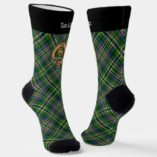 Clan-Scott-Wappen über grünen Tartan-Socken Socken