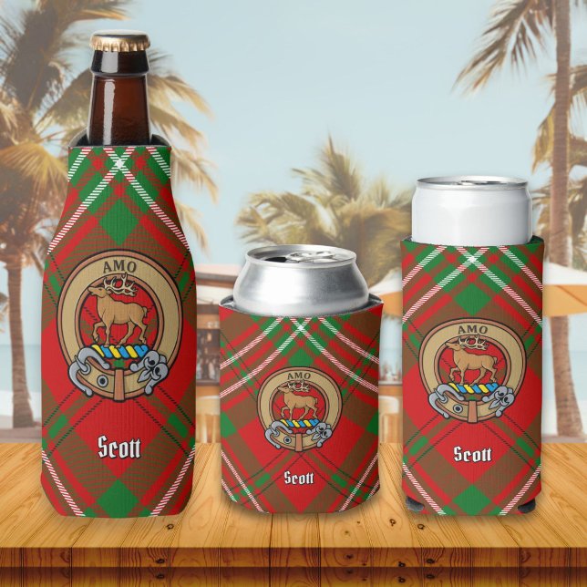 Clan Scott Wappen über Red Tartan Flasche Cooler Flaschenkühler (Von Creator hochgeladen)