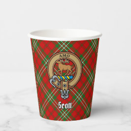 Clan Scott Wappen über Red Tartan Paper Cups Pappbecher