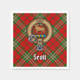 Clan Scott Wappen über Red Tartan Serviette