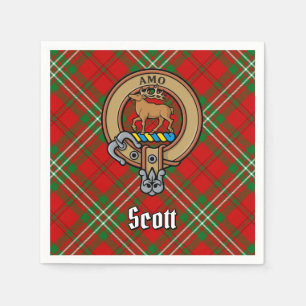 Clan Scott Wappen über Red Tartan Serviette