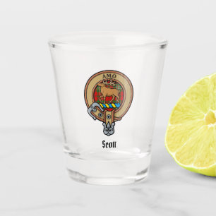 Clan Scott Wappen über Red Tartan Shot Glass Schnapsglas