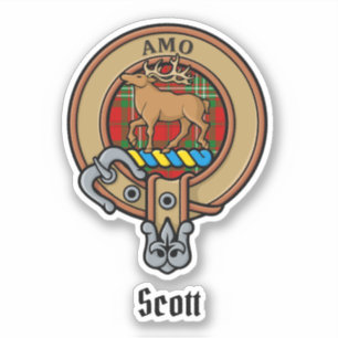 Clan Scott Wappen über Red Tartan Sticker