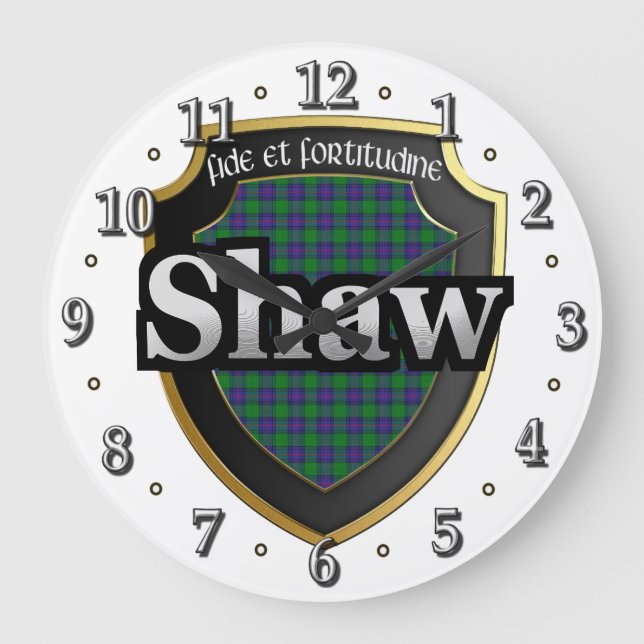 Clan Shaw Tartan Scottish Dream Clock Große Wanduhr (Vorderseite)