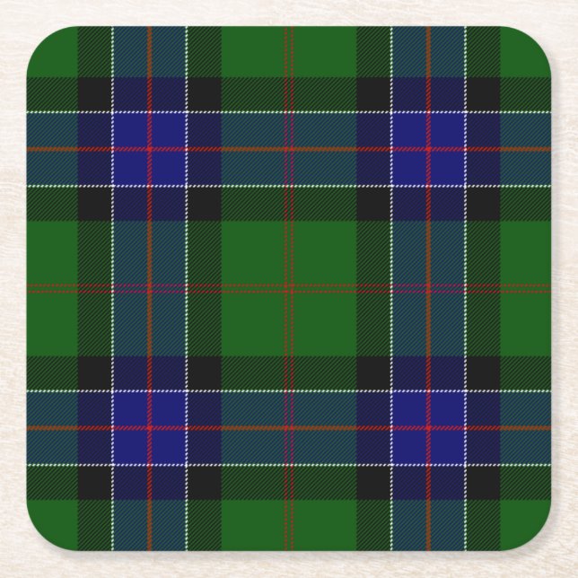 Clan Sinclair Modern Jagd Tartan Rechteckiger Pappuntersetzer (Vorderseite)
