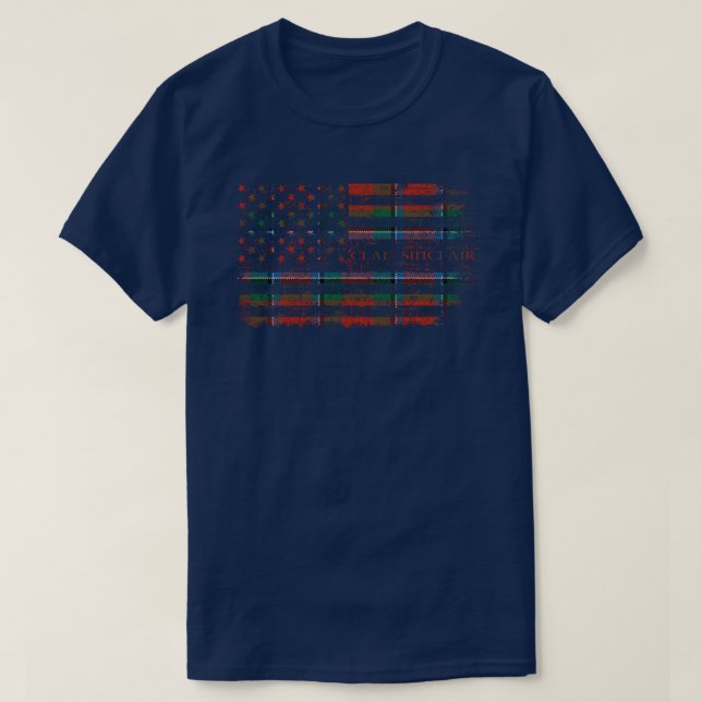 Clan Sinclair Scottish tartan US Flaggenkilometer  T-Shirt (Design vorne)