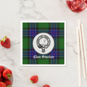 Clan Sinclair Tartan & Wappen Abzeichen Serviette
