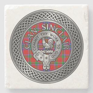 Clan Sinclair Wappen & Tartan Knot Steinuntersetzer