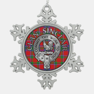 Clan Sinclair Wappen & Tartan Schneeflocken Zinn-Ornament