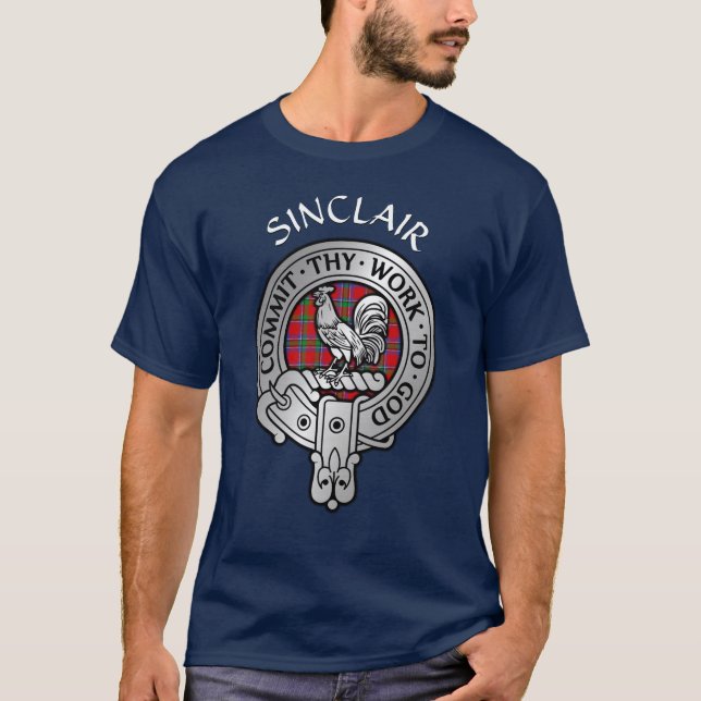 Clan Sinclair Wappen & Tartan T-Shirt (Vorderseite)