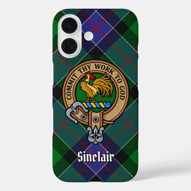 Clan Sinclair Wappen über Jagd Tartan Case-Mate iPhone Hülle (Rückseite)