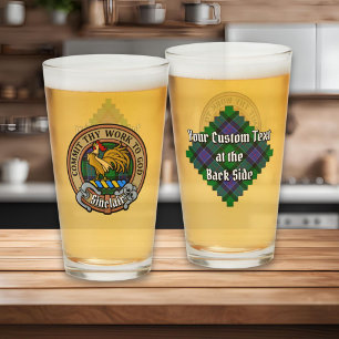 Clan Sinclair Wappen über Jagd Tartan Glas