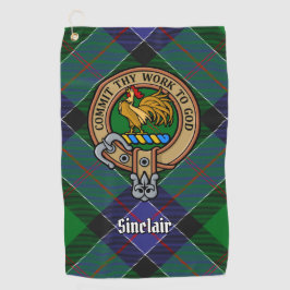 Clan Sinclair Wappen über Jagd Tartan Golfhandtuch