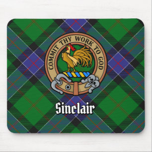 Clan Sinclair Wappen über Jagd Tartan Mousepad