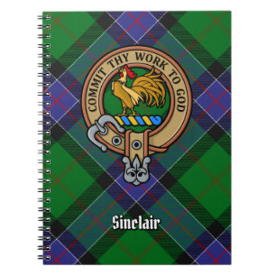 Clan Sinclair Wappen über Jagd Tartan Notizblock