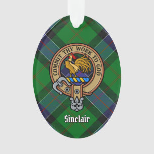 Clan Sinclair Wappen über Jagd Tartan Ornament