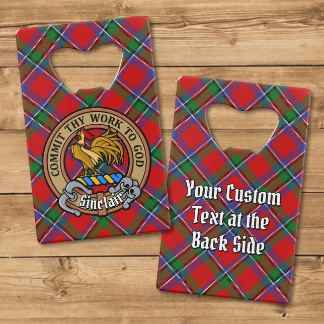 Clan Sinclair Wappen über Red Tartan Geldbeutel Flaschenöffner (Von Creator hochgeladen)