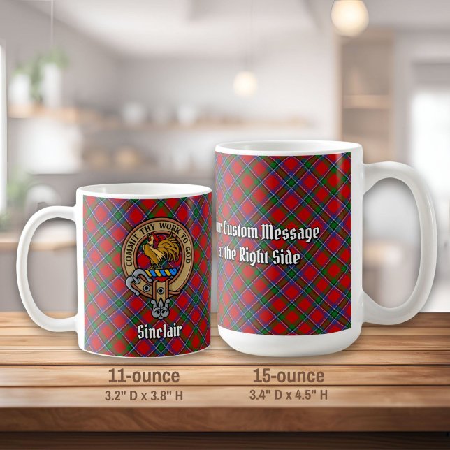 Clan Sinclair Wappen über Red Tartan Kaffeetasse (Von Creator hochgeladen)