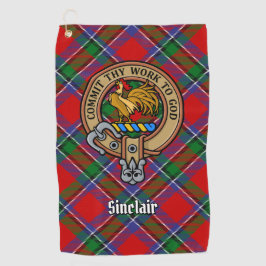 Clan Sinclair Wappen über Tartan Golfhandtuch