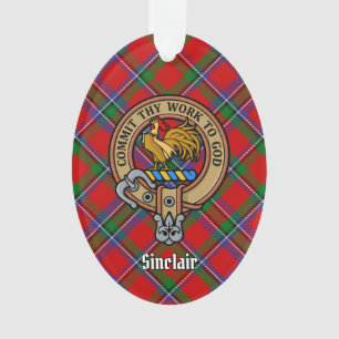 Clan Sinclair Wappen über Tartan Ornament