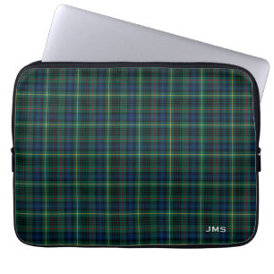 Clan-Stewart-Jagdtartan-Grün-kariertes Monogramm Laptopschutzhülle