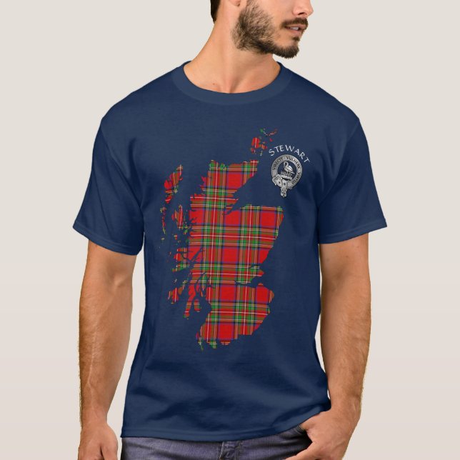 Clan Stewart | Stuart Map & Wappen T-Shirt (Vorderseite)