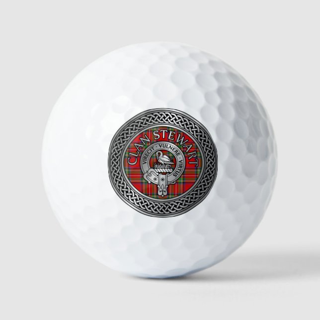 Clan Stewart | Stuart Wappen & Tartan Knot Golfball (Vorderseite)