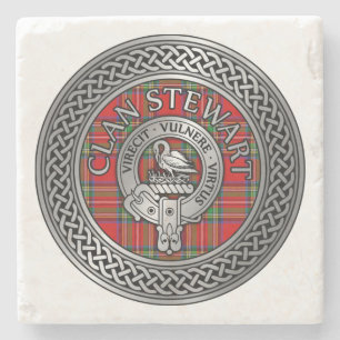 Clan Stewart   Stuart Wappen & Tartan Knot Steinuntersetzer