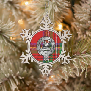 Clan Stewart   Stuart Wappen & Tartan Schneeflocken Zinn-Ornament