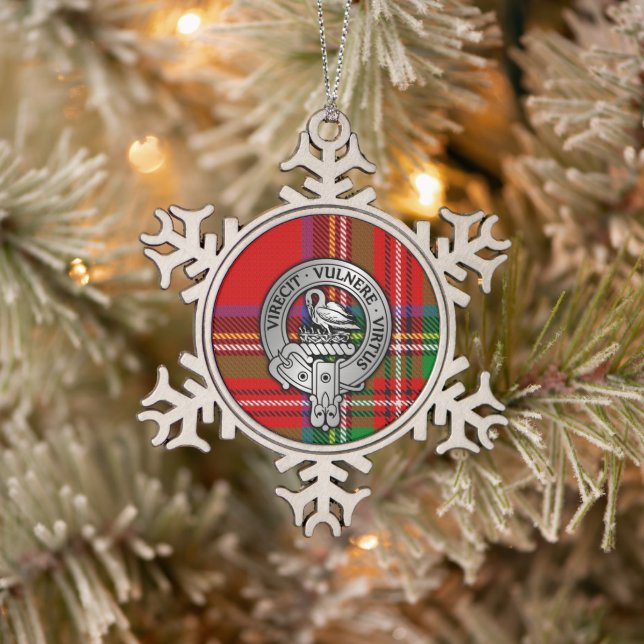 Clan Stewart | Stuart Wappen & Tartan Schneeflocken Zinn-Ornament (Baum)
