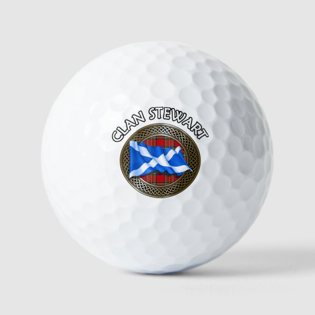 Clan Stewart Tartan Knot & Flag Golfball (Vorderseite)
