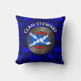 Clan Stewart Tartan Knot & Flag Kissen