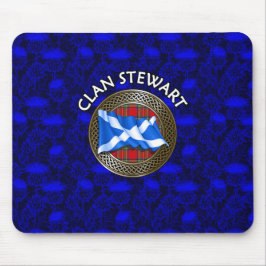 Clan Stewart Tartan Knot & Flag Mousepad
