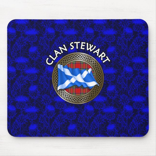 Clan Stewart Tartan Knot & Flag Mousepad (Vorne)