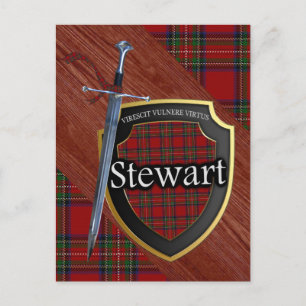 Clan Stewart Tartan Sword & Shield Postkarte