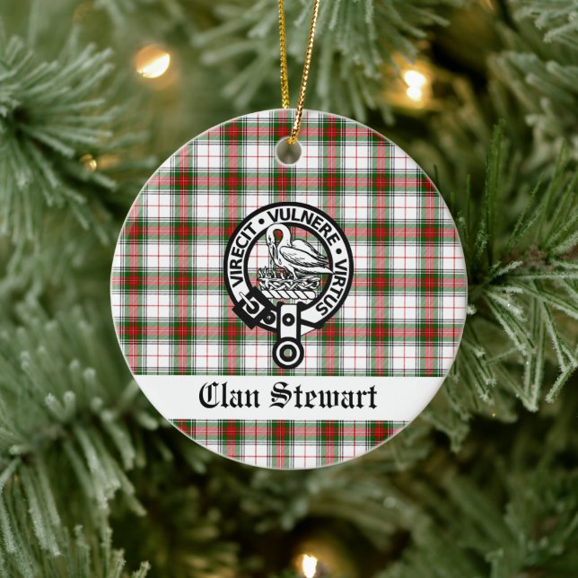 Clan Stewart Wappen & Tartan individuell anpassbar Keramik Ornament (Baum)