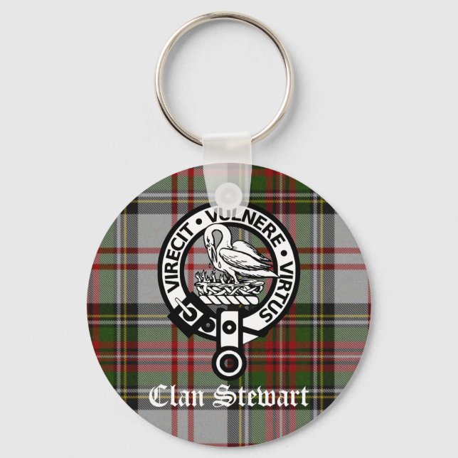 Clan Stewart Wappen & Tartan Schlüsselanhänger (Vorderseite)