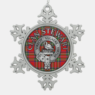 Clan Stewart Wappen & Tartan Schneeflocken Zinn-Ornament