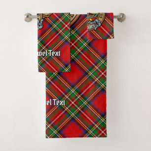 Clan Stewart Wappen über Royal Tartan Badhandtuch Set