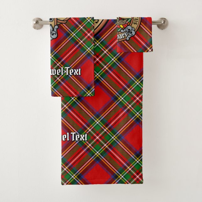 Clan Stewart Wappen über Royal Tartan Badhandtuch Set (Insitu)