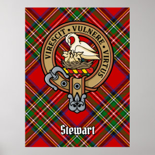 Clan Stewart Wappen über Royal Tartan Poster