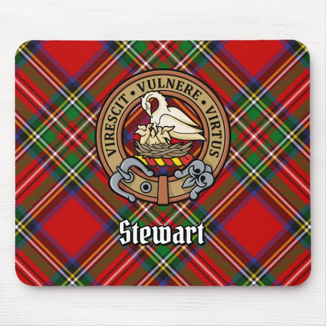 Clan Stewart Wappen über Tartan Mousepad (Vorne)