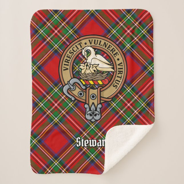 Clan Stewart Wappen über Tartan Sherpadecke (Vorderseite)